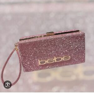 Bebe Pink Glitter Clutch Bag